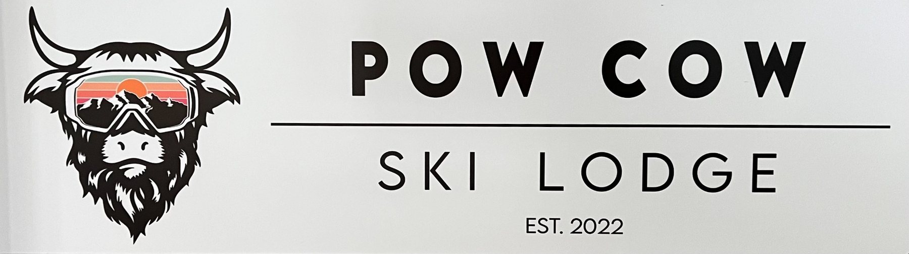 PowCow Ski Lodge sign