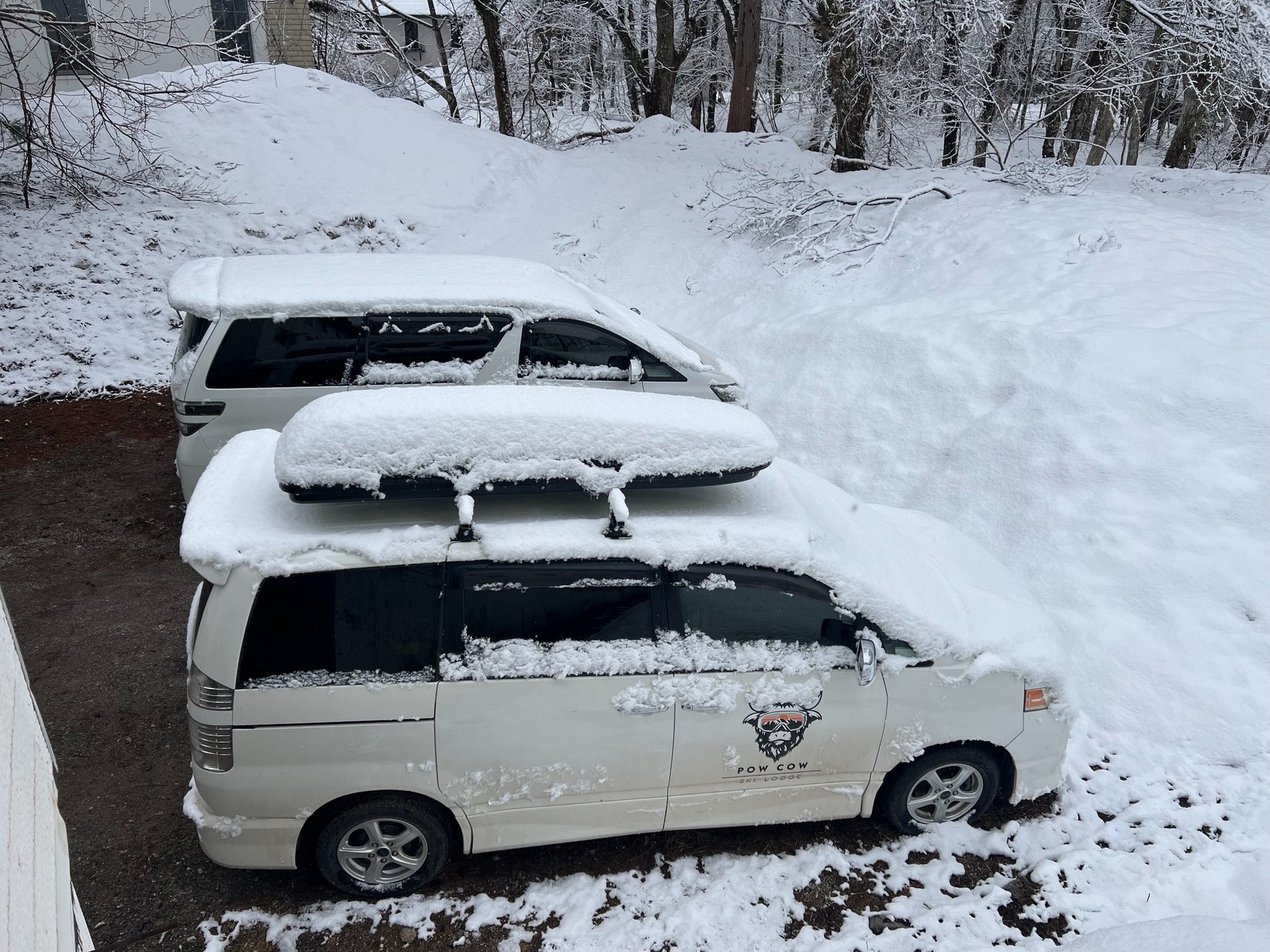 PowCow vans in the snow
